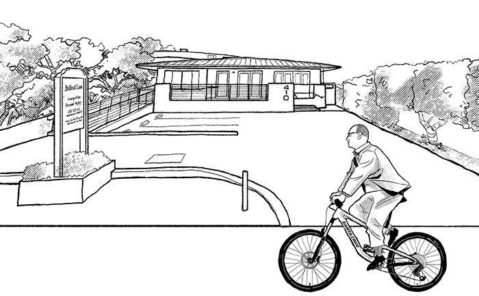 Ballout Law, APC Office Illustration with Haitham Ballout riding his bike